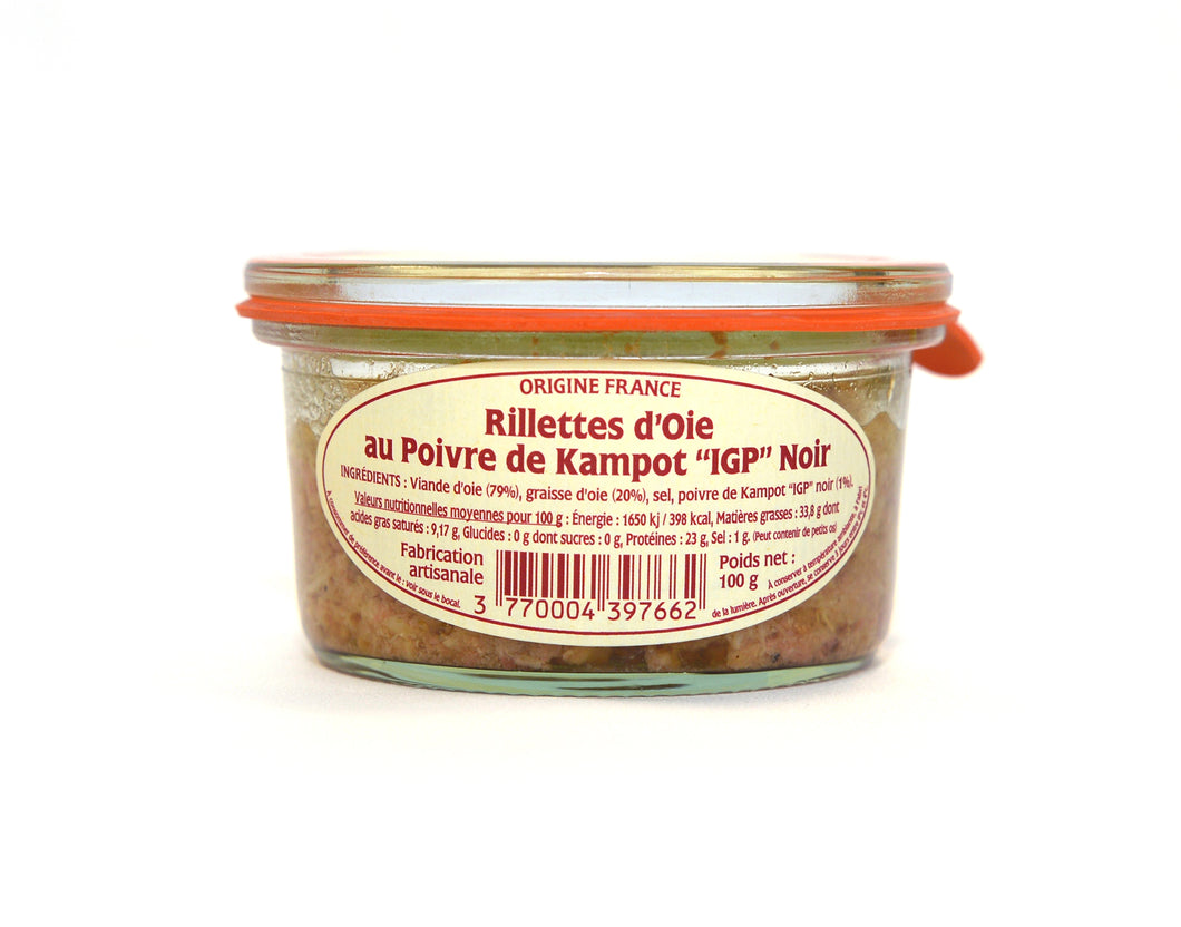 Rillettes d’Oie au Poivre de Kampot “IGP” Noir 100 g
