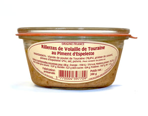 Rillettes de Volaille de Touraine au Piment d’Espelette 200 g