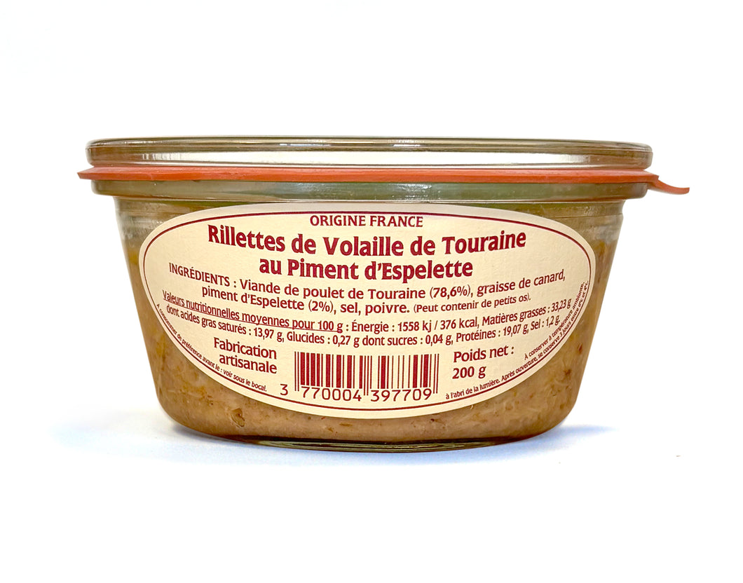 Rillettes de Volaille de Touraine au Piment d’Espelette 200 g